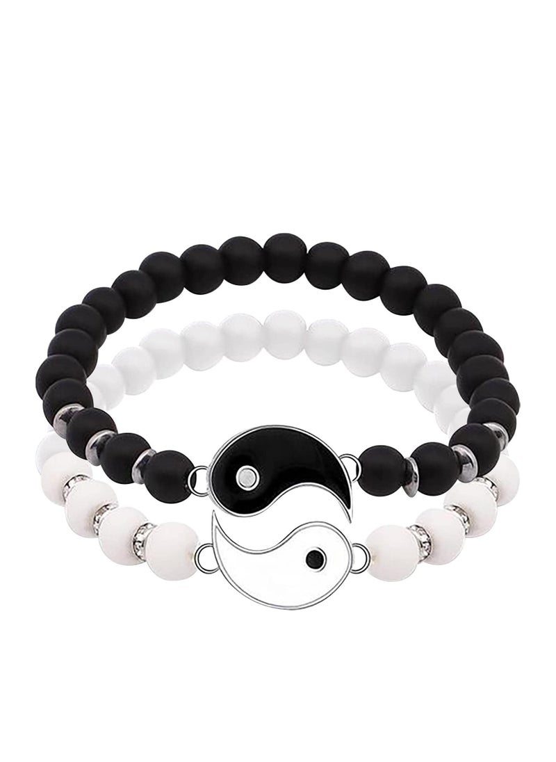 SYOSI - Best Friend Bracelet for 2 Matching Yin Yang Adjustable Bracelets, Couple Bracelets for Boyfriend Girlfriend Valentines Gift, BFF Friendship Relationship Handmade Bracelets - Image 1