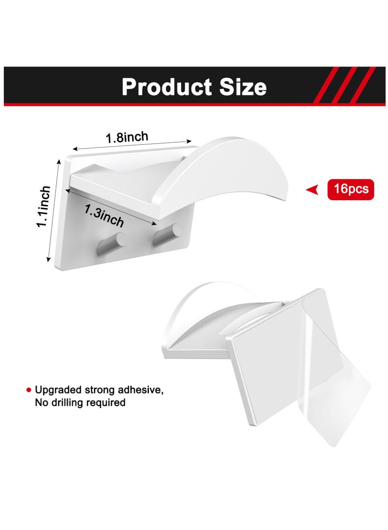 Excefore 16 PCS Adhesive Hat Hooks for Wall, Upgraded Hat Holder Hat Hangers, Hat Hook for Baseball Caps, No Drilling, Strong Hat Hooks for Ear Headbands, White  - Image 2