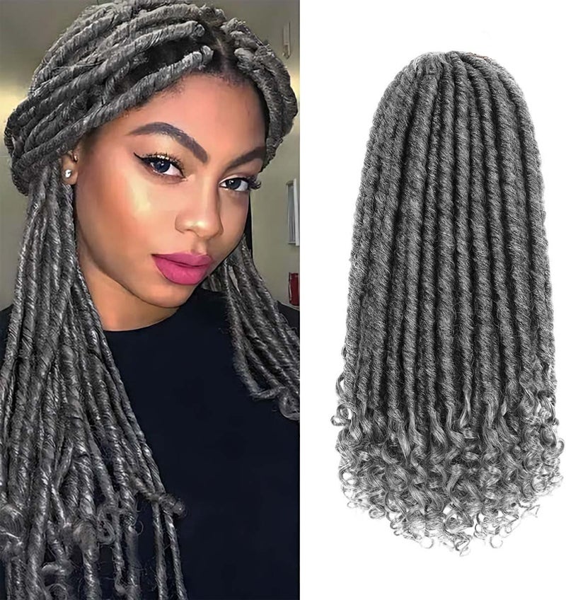 MODERN QUEEN Goddess Locs Crochet Hair 6 Packs, 16 Inch Straight Faux Locs Crochet Braids, Pre-Looped Curly Soft Synthetic Ombre Braiding Hair Extensions for Black Women(16 Inch, 6 Packs, 1B/Gray#) - Image 1