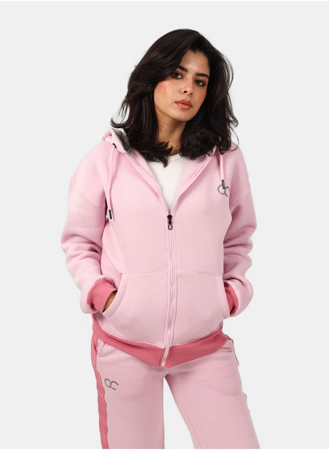 SHECHICK Shechick Two-Tones Pink Zipper Hoodie  - Image 1