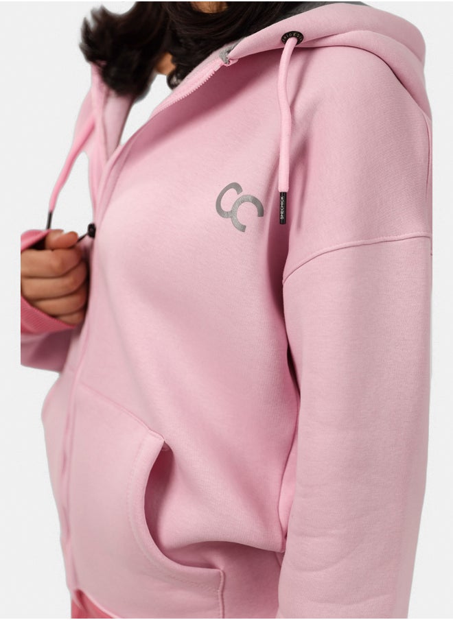 SHECHICK Shechick Two-Tones Pink Zipper Hoodie  - Image 2