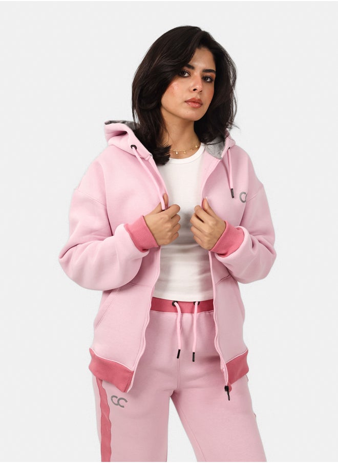 SHECHICK Shechick Two-Tones Pink Zipper Hoodie  - Image 3