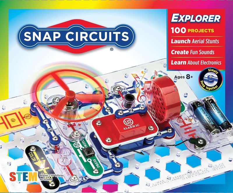 سناب سيركتس Jr. SC-100 Electronics Exploration Kit, Over 100 Projects, Full Color Project Manual, 28 Parts, STEM Educational Toy for Kids 8 + - Image 1