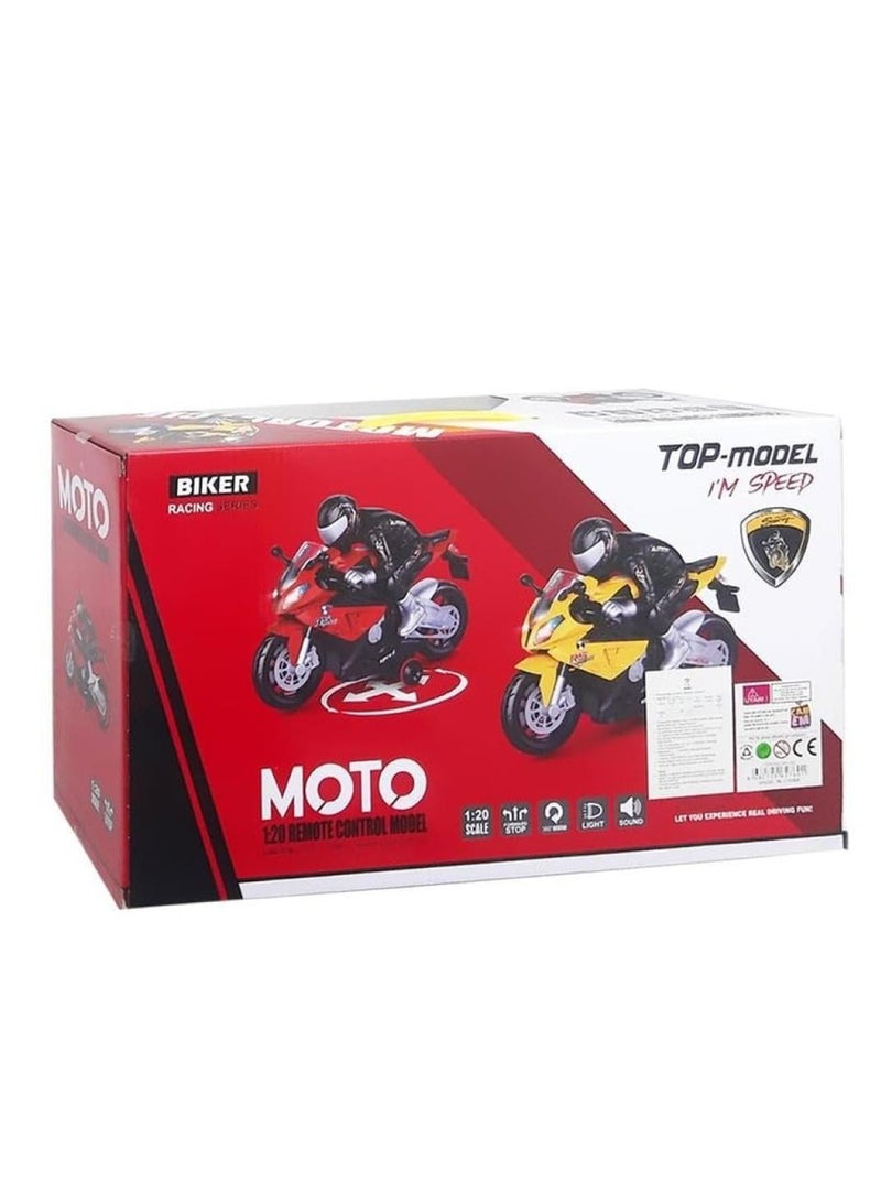 MOTO 1:12 Scale Red in Black Remote Control Motorcycle Toy with Training Wheels  - Image 2