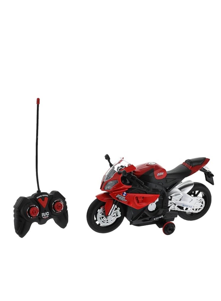 MOTO 1:12 Scale Red in Black Remote Control Motorcycle Toy with Training Wheels  - Image 5