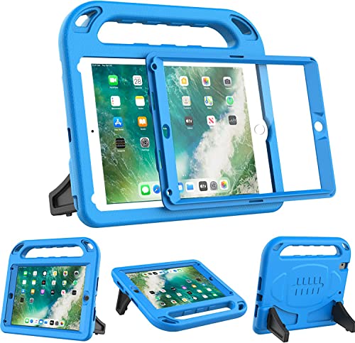 BMOUO Kids Case for iPad 6th/5th Generation (iPad 9.7-inch, 2017/2018), iPad 9.7/Air 2 Cas e with Screen Protector, Shockproof Handle Stand iPad 6th 5th Generation Case for Kids, Blue - Image 1