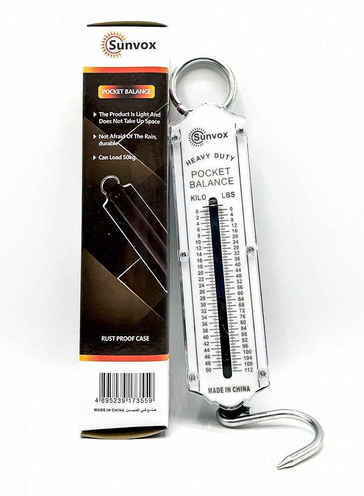 Sunvox Spring Luggage Scale, Portable luggage and groceries Scale machine with Hook Large Handle Hanging Luggage Scale Handheld Aluminum Tube Weigher - Image 1