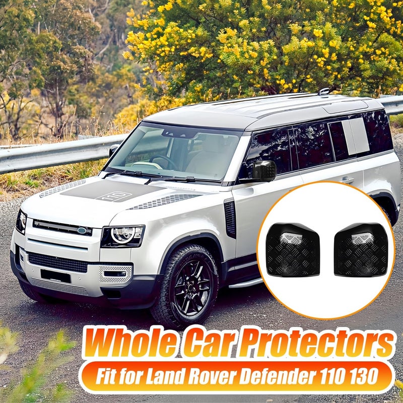 مجموعة زينة المرآة الخلفية من الخدوش من نوع ABS بلون أسود، متوافقة مع طرازات Land Rover Defender 90 و110 و130 للأعوام 2020-2025، وتشمل إكسسوارات تزيينية خارجية. - Image 5