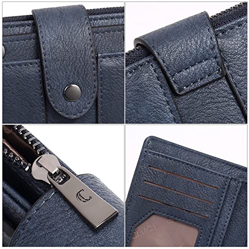 CLUCI محفظة صغيرة للنساء من كلوتشي جلد مزدوج متعددة حاملة بطاقات مصممة للسيدات بسحاب عملة مع نافذة هوية قابلة للإزالة - Image 4