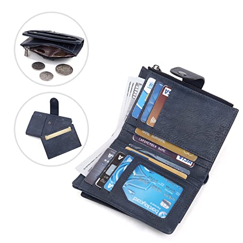 CLUCI محفظة صغيرة للنساء من كلوتشي جلد مزدوج متعددة حاملة بطاقات مصممة للسيدات بسحاب عملة مع نافذة هوية قابلة للإزالة - Image 3