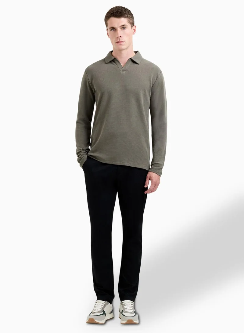 French Connection Moss Green Long Sleeve Ottoman Polo Neck Shirt for Men | Best Price UAE