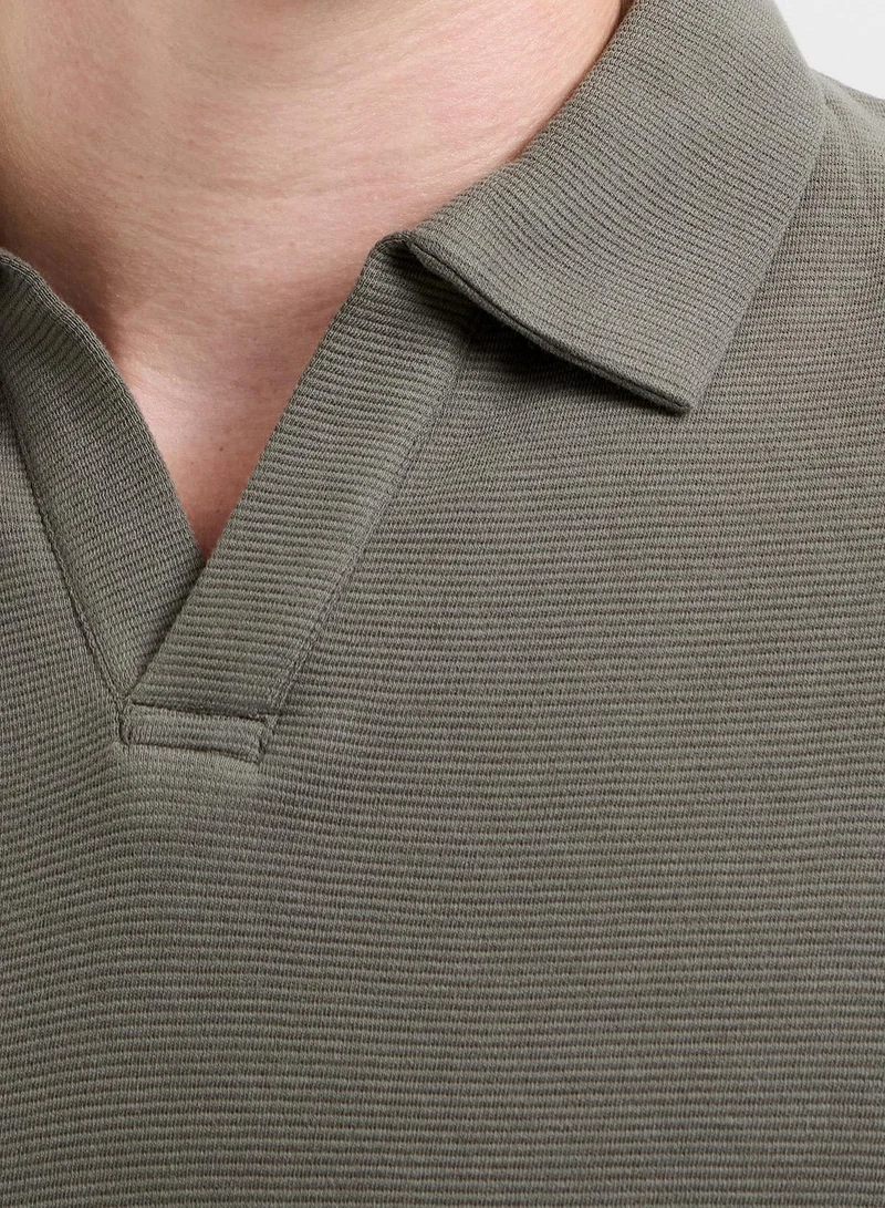 French Connection Moss Green Long Sleeve Ottoman Polo Neck Shirt for Men | Best Price UAE