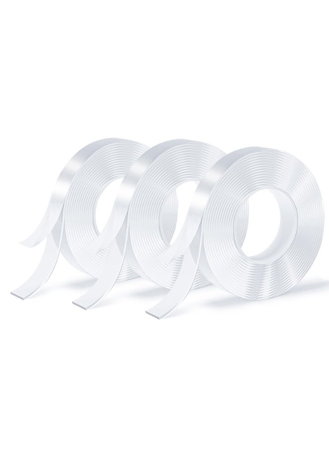 HOMESTAR 3 Rolls Double Sided Tape, Nano Tape, Transparent Adhesive Tape, Traceless Adhesive Tape, Removable, Washable, Reusable, Suitable for Carpets, Photo Walls, 9.85 Feet/Roll - Image 1