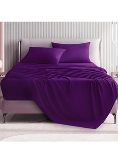 snooze Flat bed sheet set 2Pcs, 180*235 cm, Purple  - Image 1