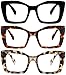 REAVEE 3 Pack Oversized Square Reading Glasses Oprah Style for Women Blue Light Blocking Large Frame Computer Designer Fashion Readers with Spring Hinge BlackTortoiseGrey Tortoise25 - Image 1