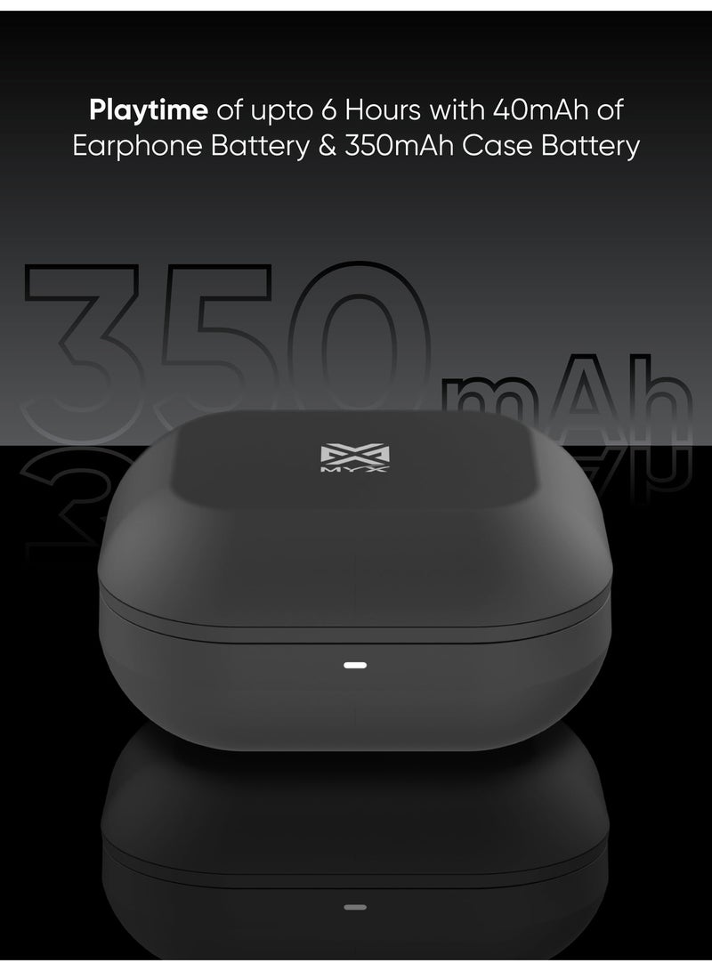 MYX SnapBuds MT52B True Wireless Earbuds | ENC Noise Cancelling with 4 Microphones | 40H Ultra-Long Battery Life | Bluetooth 5.3 | 11mm HD Sound Drivers | Fast Charging (45 Min) | Magnetic Compact Design | Compatible with iPhone, Samsung, Android - Black - Image 2