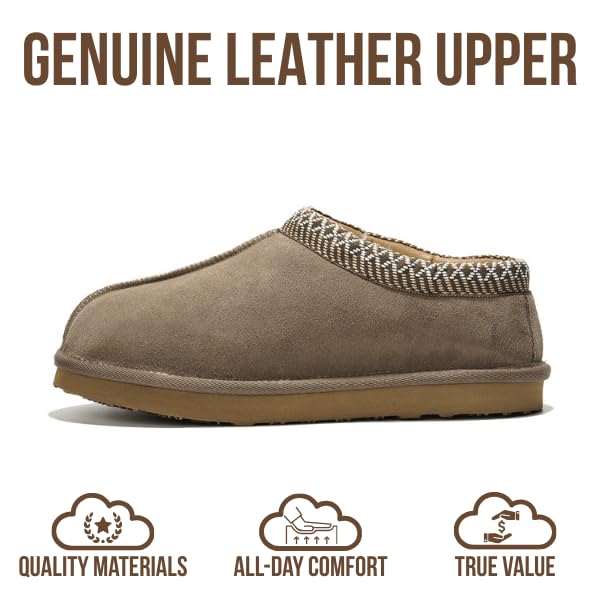 Project Cloud Mens Slippers 100% Genuine Leather with Australian Shearling Lining & Memory Foam Insole Outdoor & House Slippers for Men - Non-Slip Fuzzy Mens Shoes(Relaxation, TAUP, 8) - Image 3
