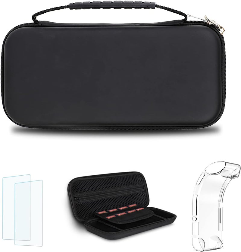 Simpeak Accessories Case Compatible with Switch Lite Travel Carrying Case Hard Shell Storage Bag for Console and Accessories with Tempered Glass and Silicone Protective Case for Boys Girls Black - Image 1