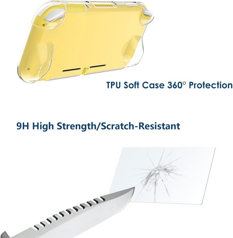 Simpeak Accessories Case Compatible with Switch Lite Travel Carrying Case Hard Shell Storage Bag for Console and Accessories with Tempered Glass and Silicone Protective Case for Boys Girls Black - Image 3