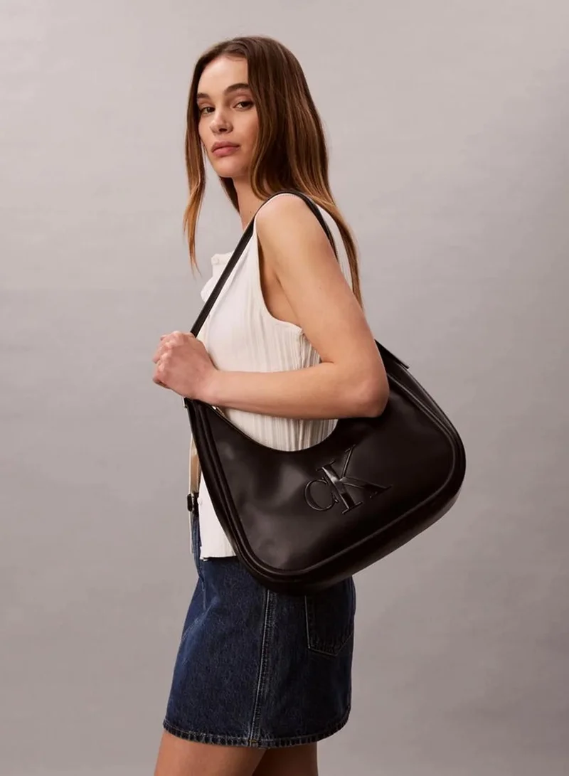 Calvin Klein Black Soft Touch Crescent Logo Hobo Bag for Women | Best Price UAE