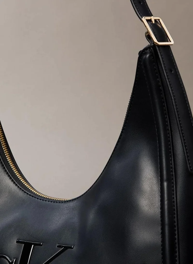 Calvin Klein Black Soft Touch Crescent Logo Hobo Bag for Women | Best Price UAE