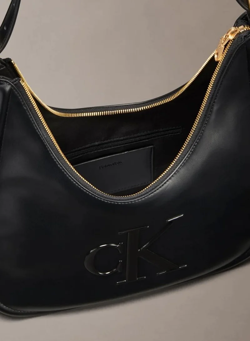 Calvin Klein Black Soft Touch Crescent Logo Hobo Bag for Women | Best Price UAE