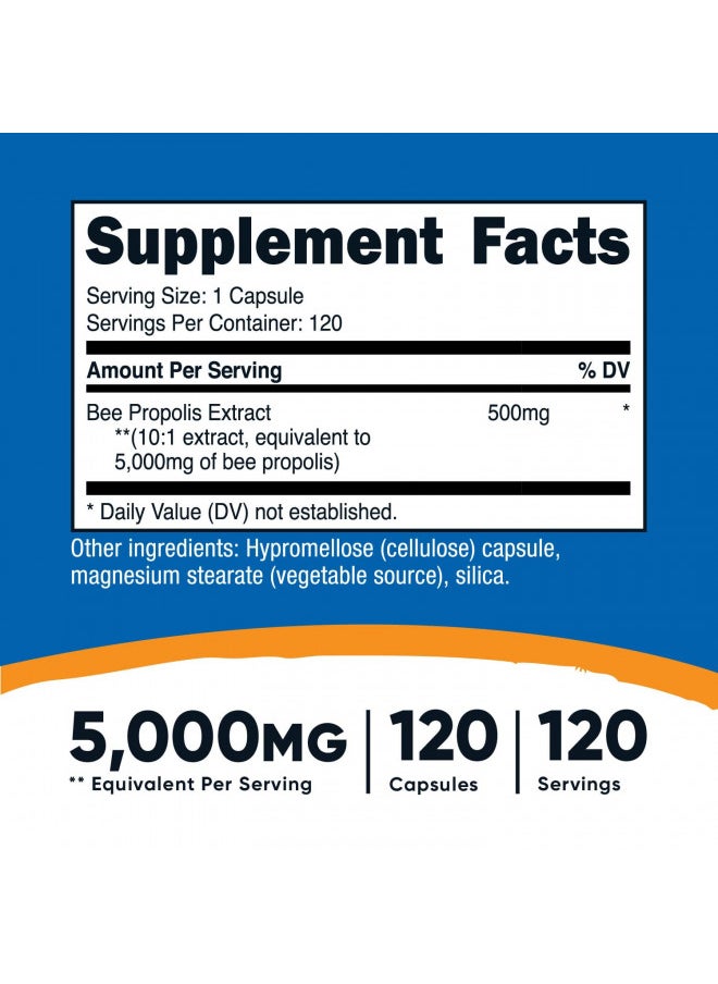 Nutricost - Nutricost Bee Propolis 10:1 Extract 5,000mg Equivalent, 120 Capsules - Gluten Free, Non-GMO, Vegetarian Dietary Supplement, from 500mg of 10:1 Extract - Image 1