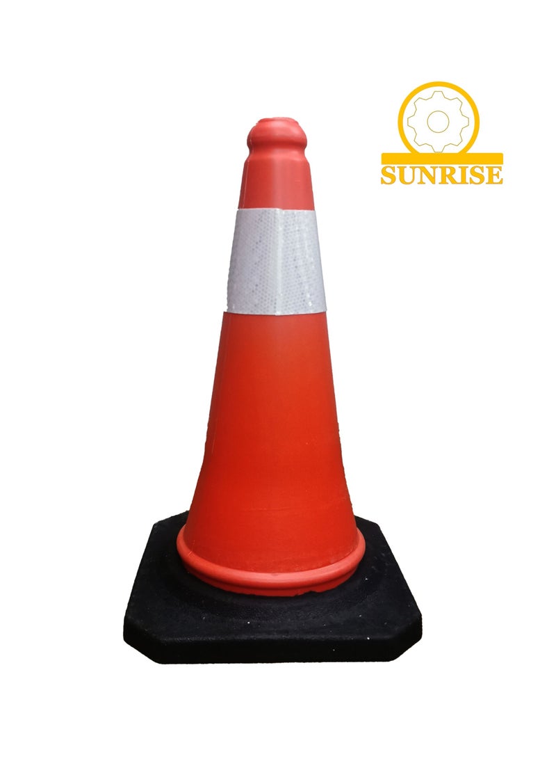 SUNRISE Traffic Safety Cones 75CM with Black Weighted Base, Plastic PVC Cone, Red Cones with Reflective Collar, Cones for Parking Lot, Road Safety，Driving Training - Image 1