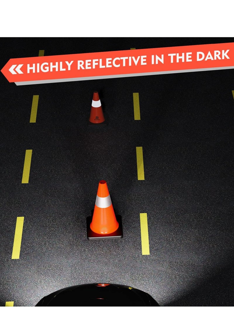 SUNRISE Traffic Safety Cones 75CM with Black Weighted Base, Plastic PVC Cone, Red Cones with Reflective Collar, Cones for Parking Lot, Road Safety，Driving Training - Image 3