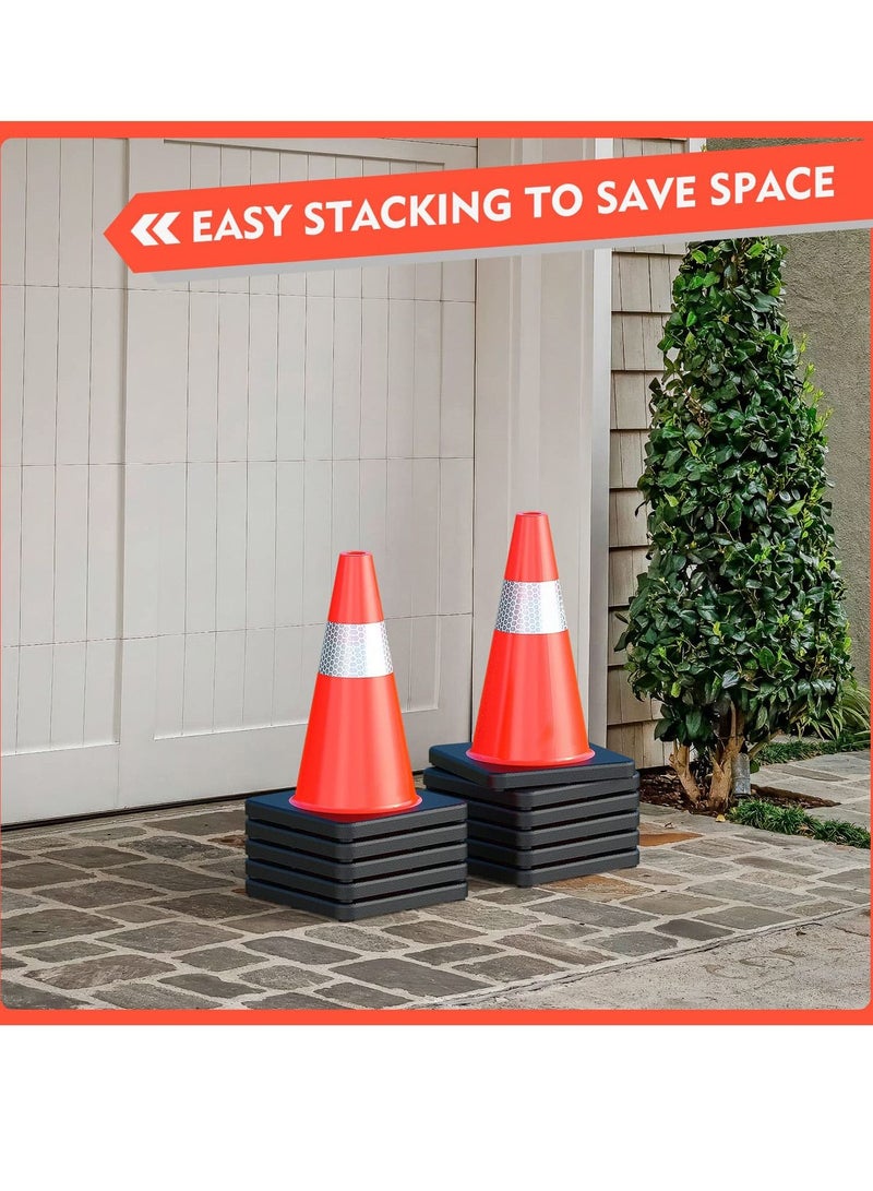 SUNRISE Traffic Safety Cones 75CM with Black Weighted Base, Plastic PVC Cone, Red Cones with Reflective Collar, Cones for Parking Lot, Road Safety，Driving Training - Image 4