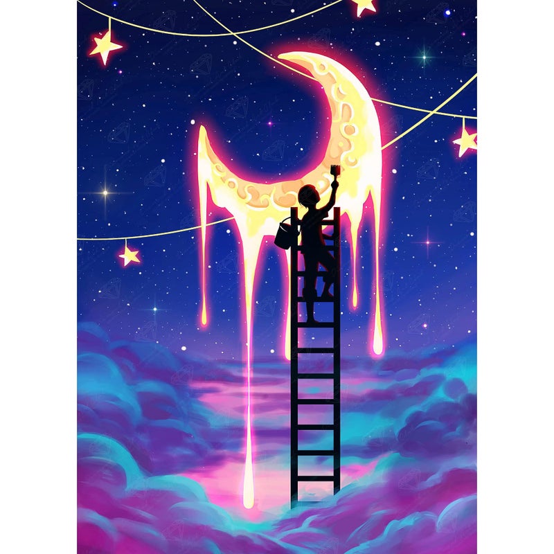 DIAMOND ART CLUB DIAMOND ART CLUB Paint The Moon Diamond Painting Kit 5D Square Diamond Art Activities for Adults and All Ages 13 x 18 33 x 46 cm 
