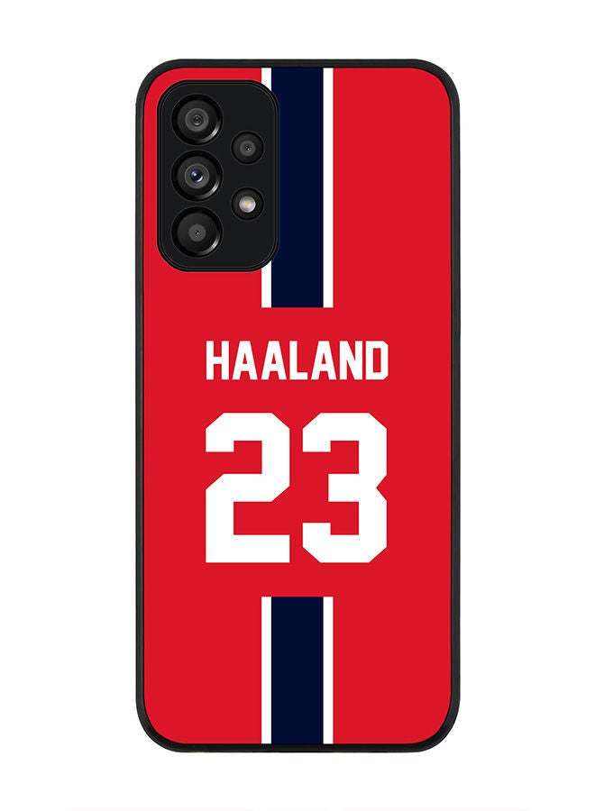 Stylizedd Rugged Black edge case for Samsung Galaxy A73 5G Slim fit Soft Case Flexible Rubber Edges Anti Drop TPU Gel Thin Cover - Football Team - Norway Player Name - Haaland - Image 1