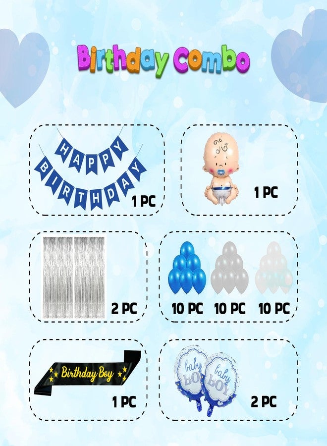 Decofy Birthday Boy Theme Decoration Kit 37 Pcs with Balloons Banner & Party Decor | Complete Birthday Decoration Set for Boys Celebration Party Supplies for Home Decorations - Image 2
