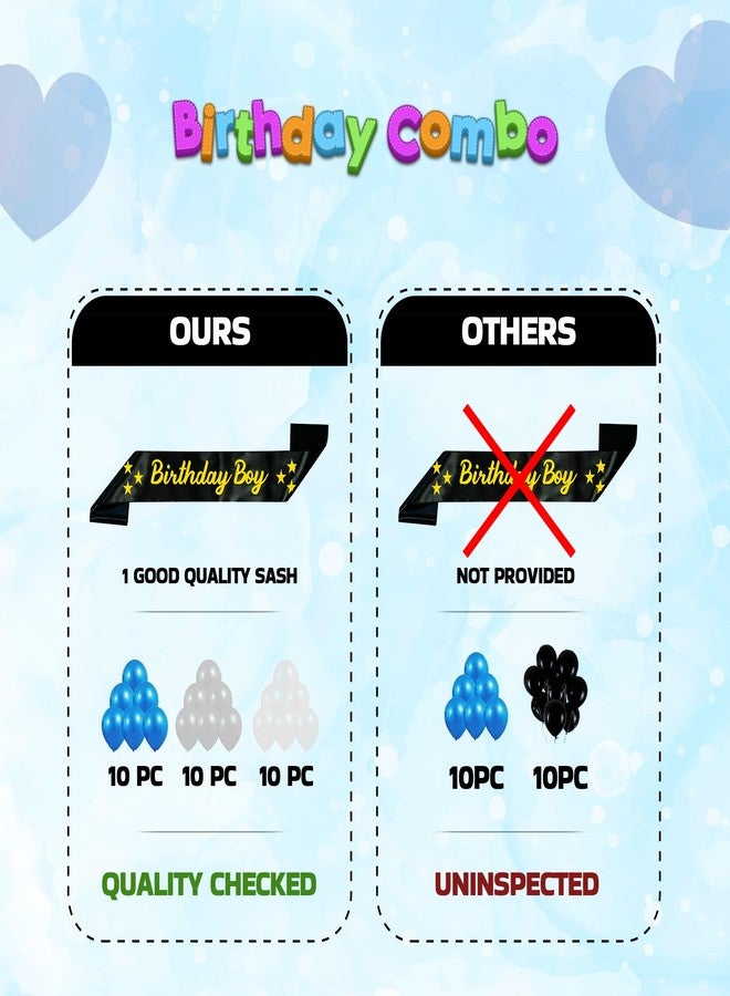 Decofy Birthday Boy Theme Decoration Kit 37 Pcs with Balloons Banner & Party Decor | Complete Birthday Decoration Set for Boys Celebration Party Supplies for Home Decorations - Image 3