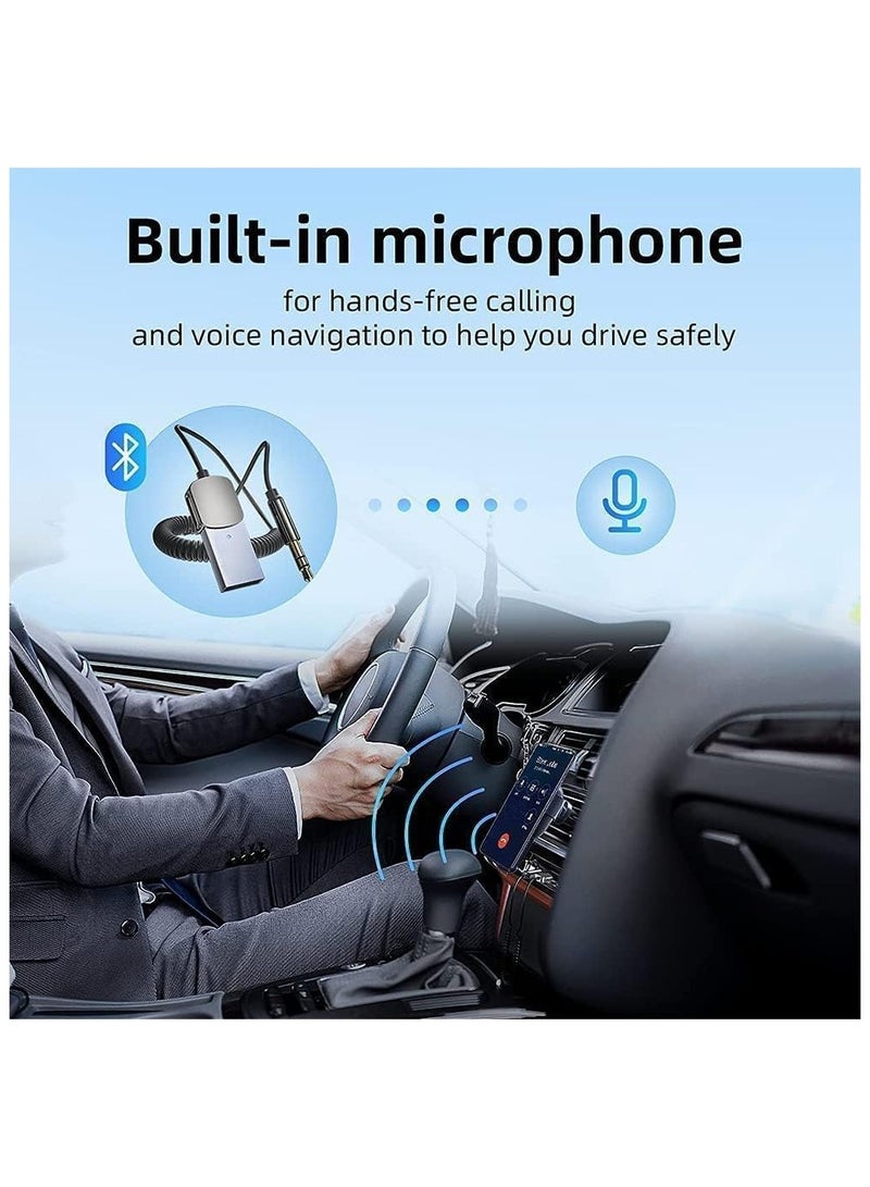 محول بلوتوث AUX، مستقبل بلوتوث للسيارة v5.0 لاسلكي - محول USB إلى مقبس 3.5 مم مع ميكروفون مدمج، مدخل AUX للمكالمات بدون استخدام اليدين، التوصيل والتشغيل، التشغيل التلقائي لمكبرات الصوت في السيارة والصوت المنزلي - Image 5