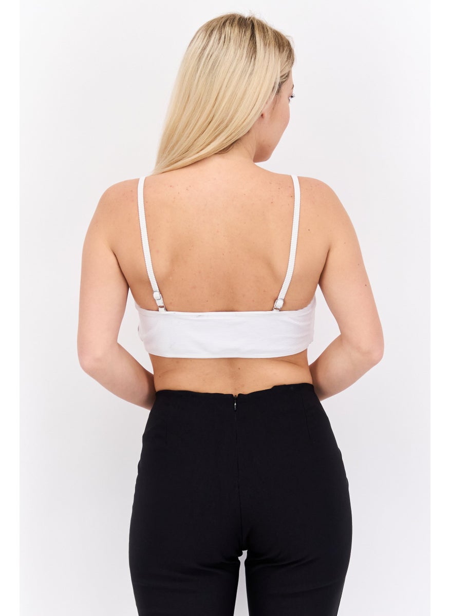 PUBLIC DESIRE - Women U Neck Sleeveless Ribbed Crop Top, White - Image 1