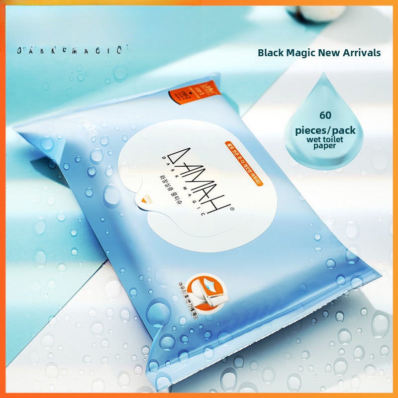 Damah Black Magic Wet Toilet Paper Women's Hygiene Care Baby Cleaning Private Parts Portable Disposable Wet Wipes 60 Pumps(15 pieces/pack) - Image 2