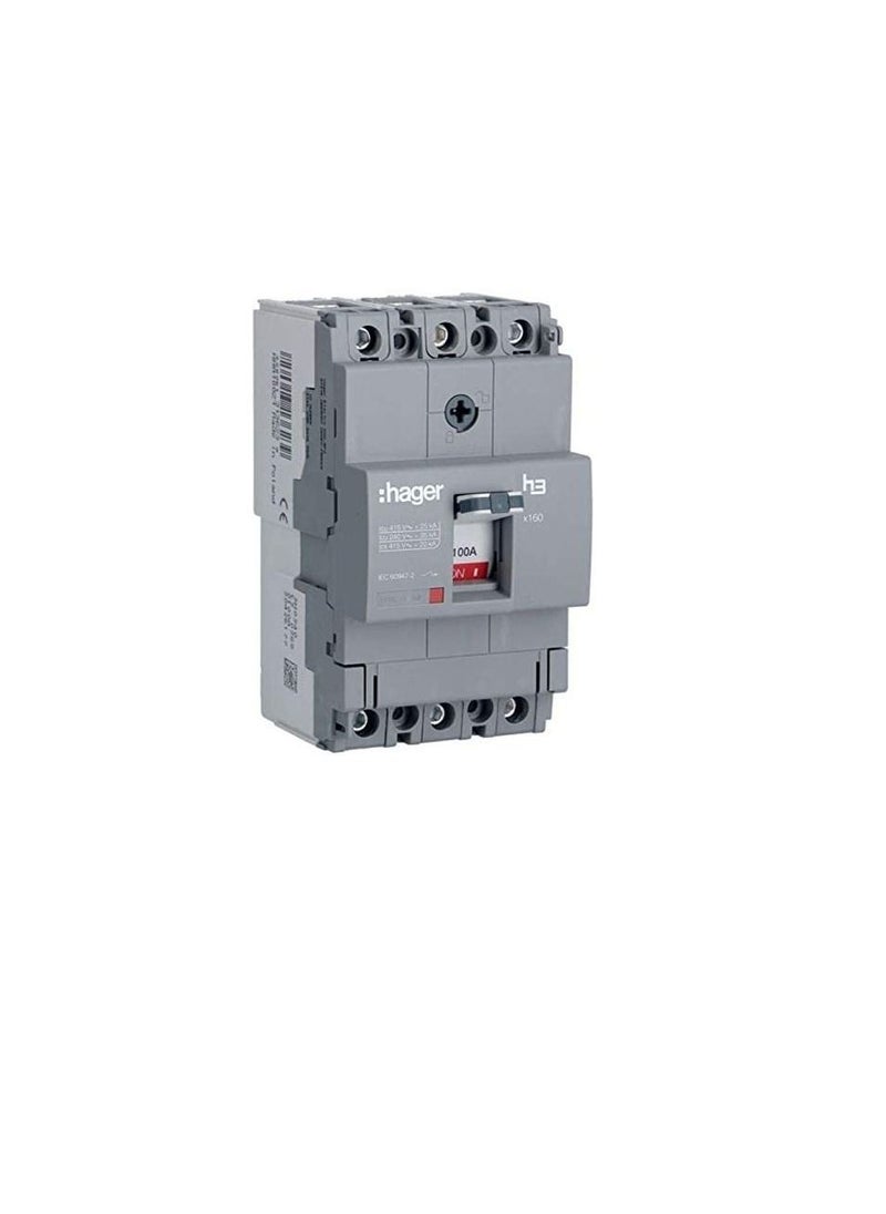 Hager - Moulded Case Circuit Breaker 100A TP MCCB 25KA HHA100Z x160-H3 - Image 1