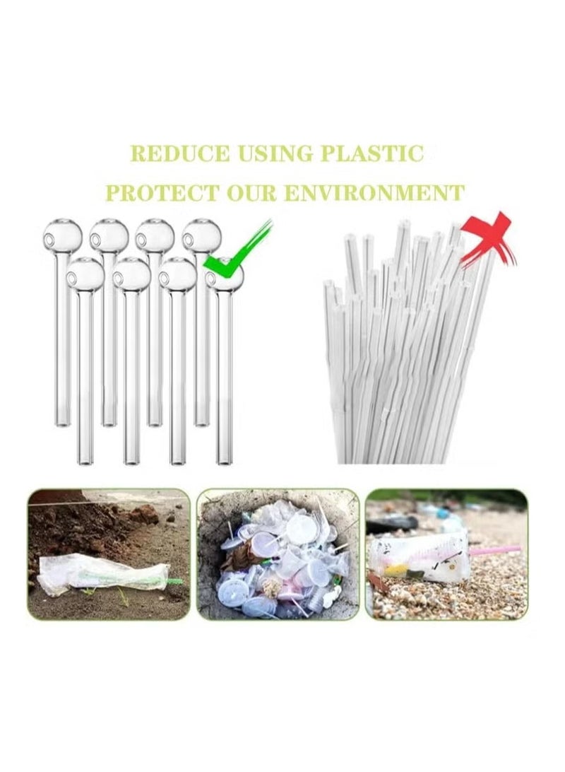 دي آند أل 8 قطع مغرافات زجاجية مقاومة للتكسير 4 بوصات قصيرة قابلة لإعادة الاستخدام مع فرشاة تنظيف آمنة في غسالة الصحون مغرافات شاي شاي قهوة عصير واضحة مثالية للاستهلاك السريع - Image 4