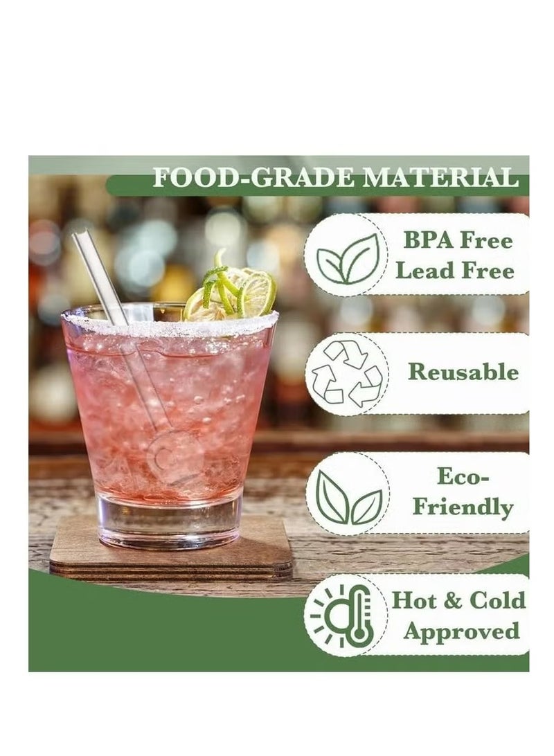 دي آند أل 8 قطع مغرافات زجاجية مقاومة للتكسير 4 بوصات قصيرة قابلة لإعادة الاستخدام مع فرشاة تنظيف آمنة في غسالة الصحون مغرافات شاي شاي قهوة عصير واضحة مثالية للاستهلاك السريع - Image 5