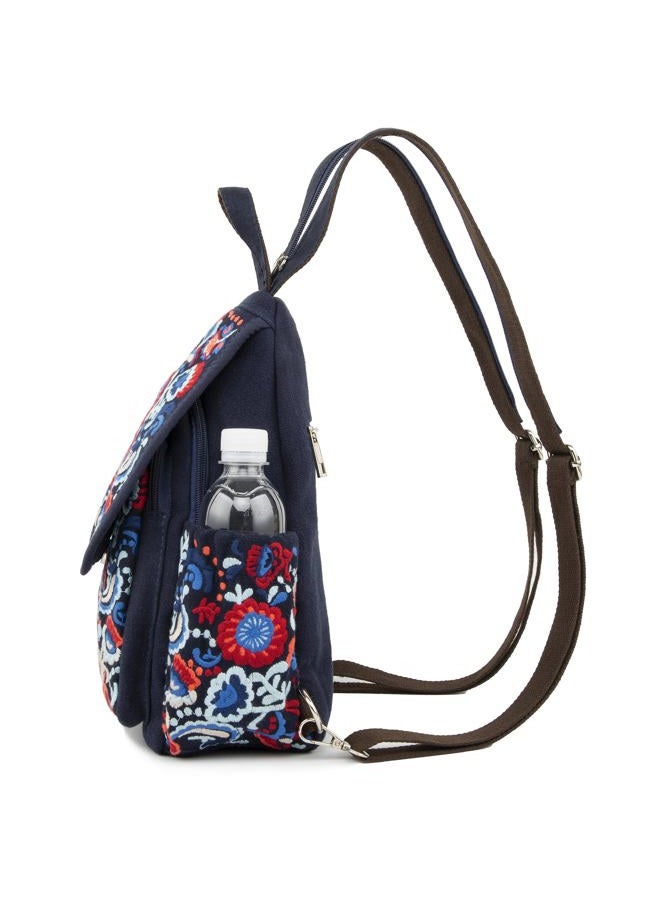 SILKAREA Vintage Embroidered Floral Ethnic Backpack for Women Handbag Shoulder Bag Mini Travel Purse, Embroidered Blue, Small, Vintage - Image 4