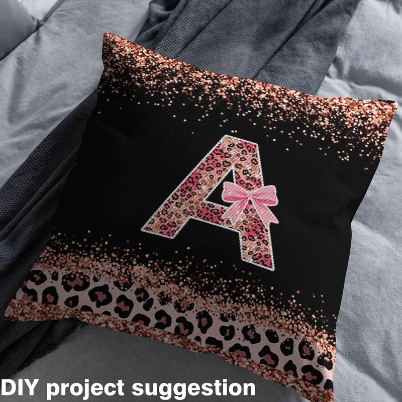 Pink Cheetah Print Upholstery Fabric for Chairs Alphabet Letter A Bow Fabric by The Yard 109"x63", Cottagecore Aesthetic Coquette Princess Monogrammed Personalized Sewing Fabric for Kids Gifts - Image 3