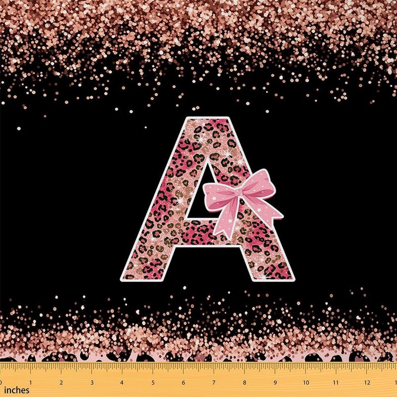 Pink Cheetah Print Upholstery Fabric for Chairs Alphabet Letter A Bow Fabric by The Yard 109"x63", Cottagecore Aesthetic Coquette Princess Monogrammed Personalized Sewing Fabric for Kids Gifts - Image 1