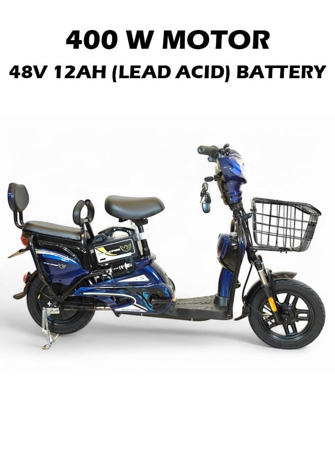 Windhorse M1 Electric Delivery Bike 400W Motor, 48V 12Ah Battery, 55KM/H Max Speed, Dual Seat, 14 Inches Tires, Front Grocery Basket, Remote Lock Unlock System, Carbon Alloy Frame.  - Image 2