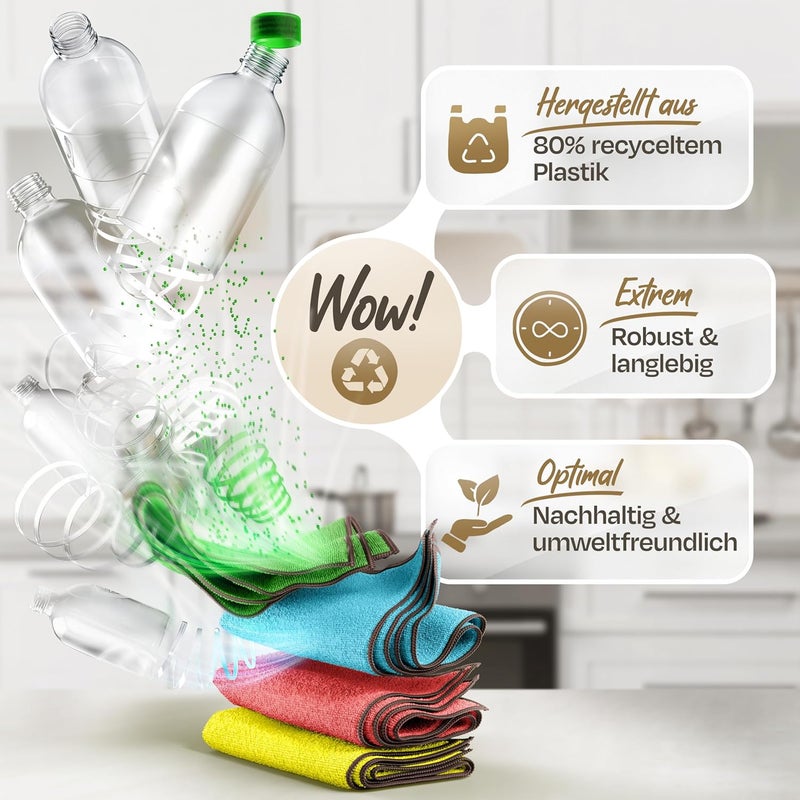 Recycled Microfibre Cloths (40 x 40 cm), Cleaning Cloths, Set of 12, for Home, Windows and Car (Colour - Mixed, 12 Pieces) - Image 2