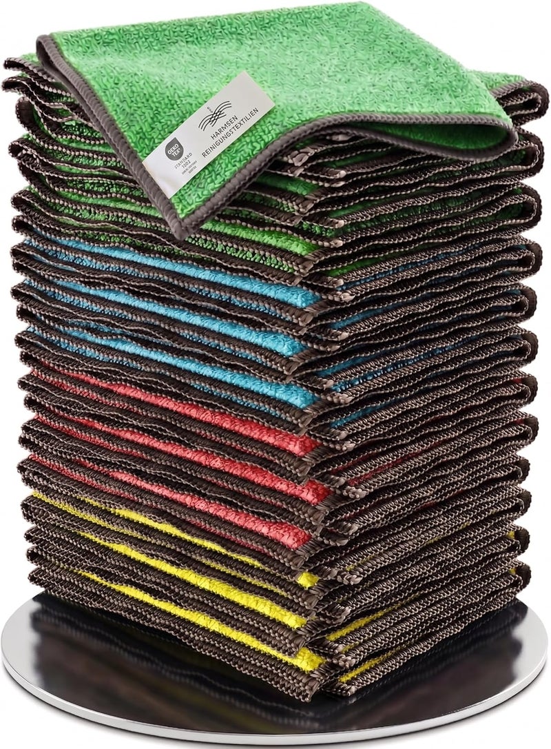 Recycled Microfibre Cloths (40 x 40 cm), Cleaning Cloths, Set of 12, for Home, Windows and Car (Colour - Mixed, 12 Pieces) - Image 1