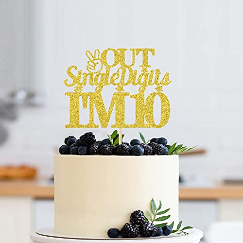 Festiko®Out Single Digit I'm 10 Cake Topper, Double Digits 10, Happy 10th Birthday Decorations Gold - Image 4