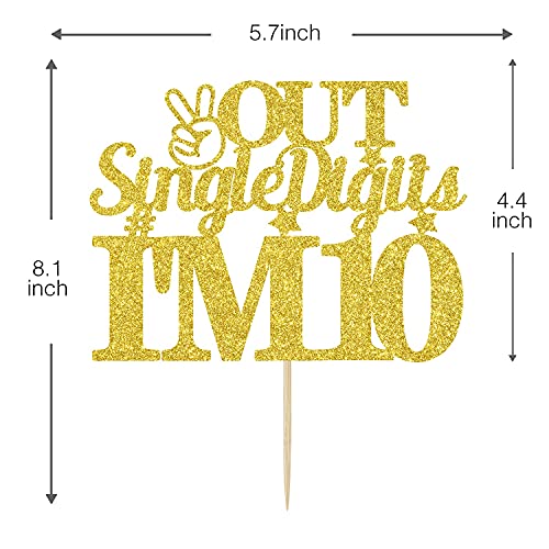 Festiko®Out Single Digit I'm 10 Cake Topper, Double Digits 10, Happy 10th Birthday Decorations Gold - Image 5
