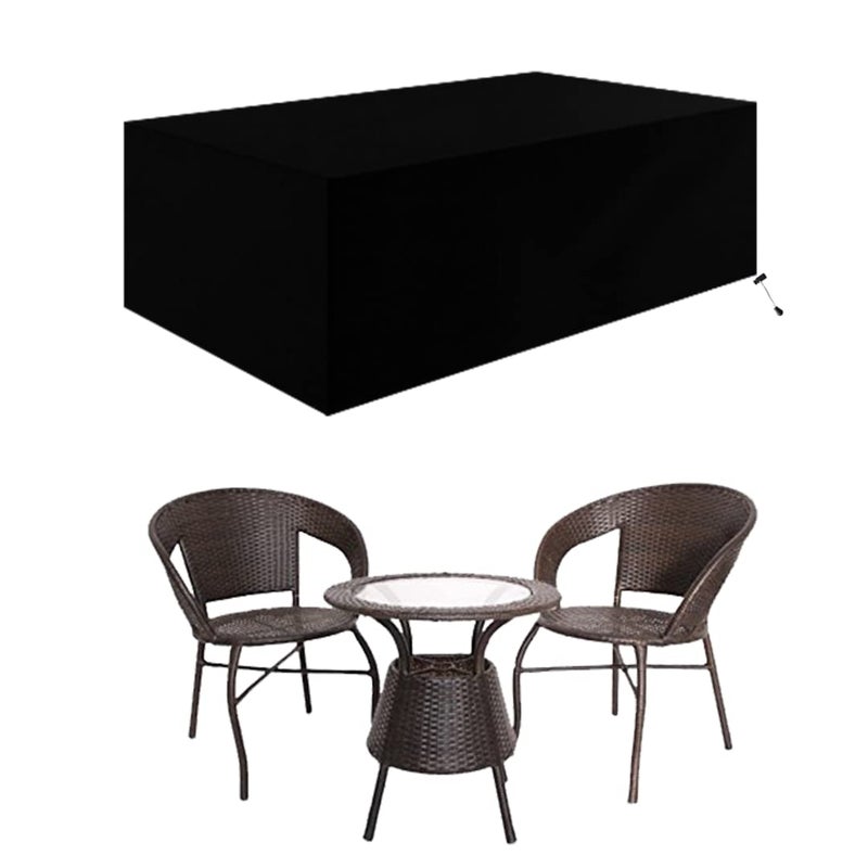 KHOOBREZ Polyester Indoor Outdoor Table Cover 2Chair 1Middle Patio Dust Waterproof Covers Garden Furniture BalconyLiving Room Table Set Cover Black - Image 1