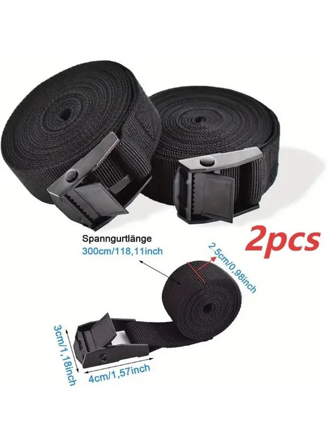 2 Pack Adjustable Straps With Lock Teeth Nail Design Reusable 3m For Transport Luggage - Image 1